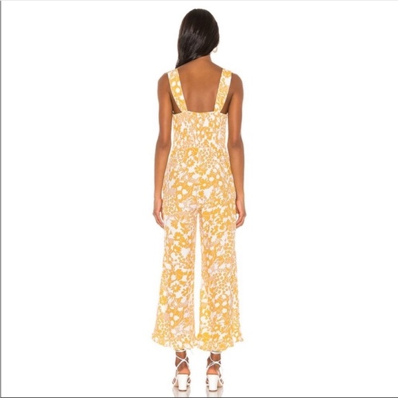 Faithfull The Brand KASBAH FLORAL-PRINT CREPE JUMPSUIT IN YELLOW Size S - Picture 6 of 12